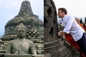 Tangan Presiden Macron Menggapai Patung Budha di Stupa Candi Borobudur, Tuai Sorotan